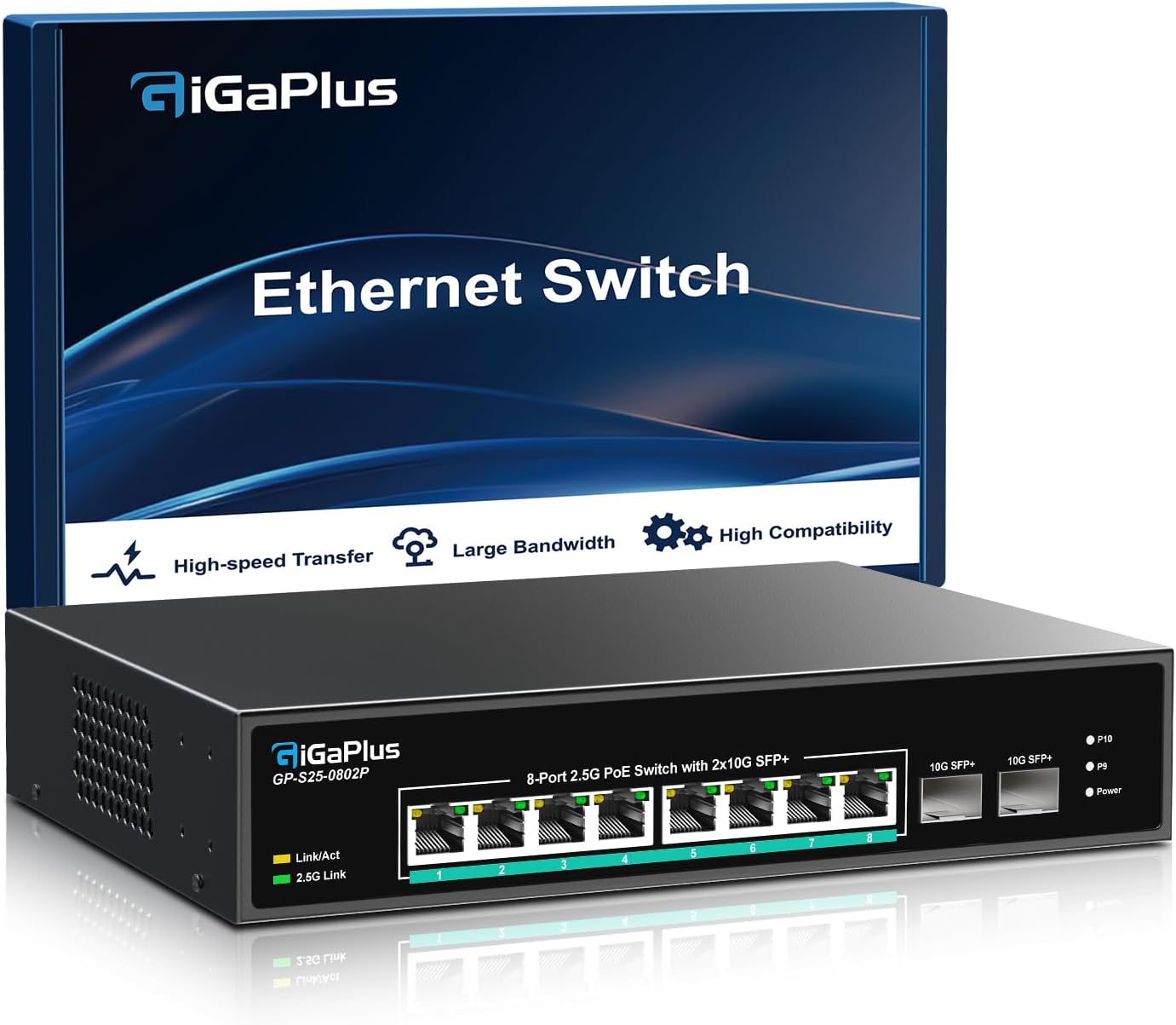 GiGaPlus GP-S25-0802P 2.5GbE PoE+ switch with dual 10G SFP+ uplinks