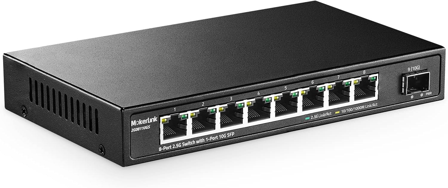 MokerLink 2G08110GS compact 2.5GbE switch with 10G SFP+ uplink